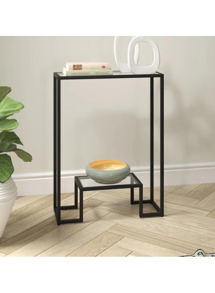 LINGWEI Modern 2 Tier Console Table with Tempered Glass Top Small Entryway Table Side Table Sofa Side Table and Entry Table for Living Room and Hallway Decor - Image 2