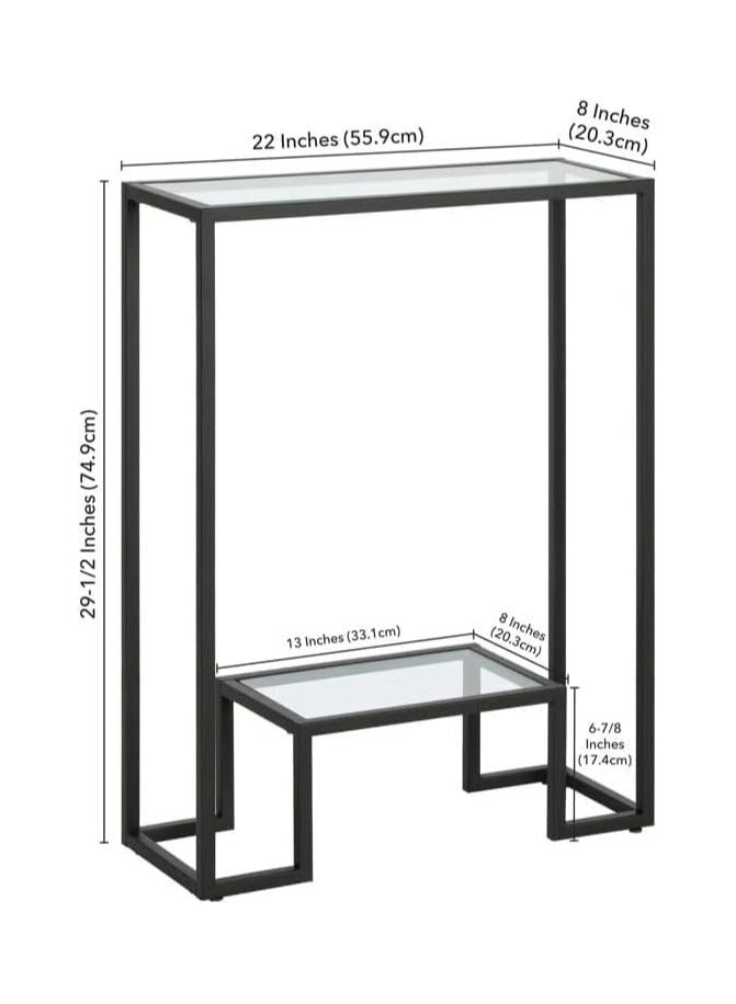 LINGWEI Modern 2 Tier Console Table with Tempered Glass Top Small Entryway Table Side Table Sofa Side Table and Entry Table for Living Room and Hallway Decor - Image 3