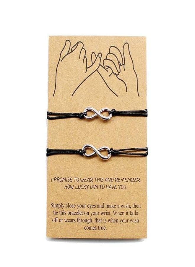 BEAUTIVIA Infinity Pinky Promise Bracelets Anklets for Couples Best Friend Long Distance Relationship Matching Bracelets Adjustable Friendship Bracelets for Him and Her (Unisex Adult) - Image 1