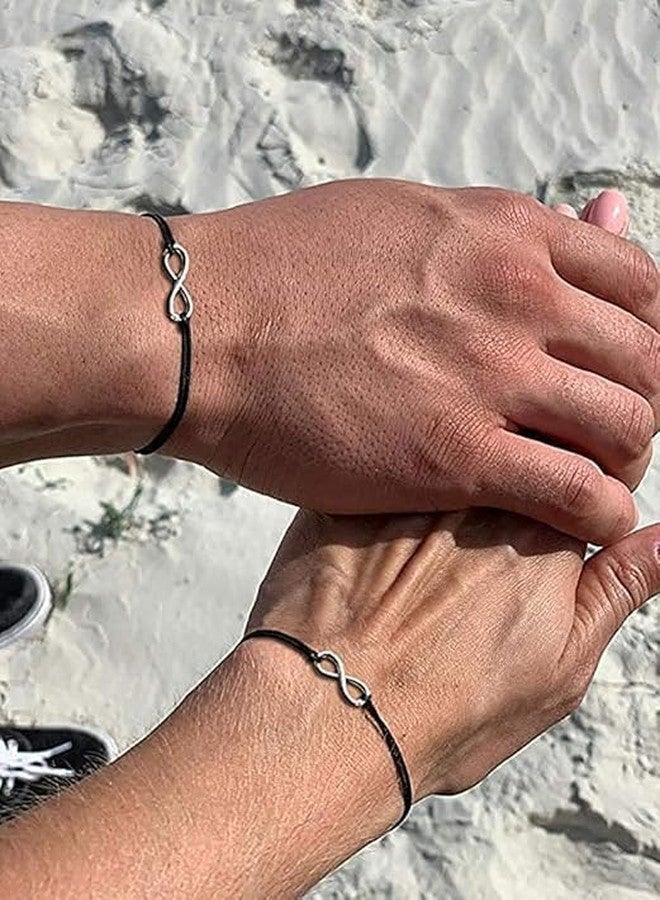 BEAUTIVIA Infinity Pinky Promise Bracelets Anklets for Couples Best Friend Long Distance Relationship Matching Bracelets Adjustable Friendship Bracelets for Him and Her (Unisex Adult) - Image 2