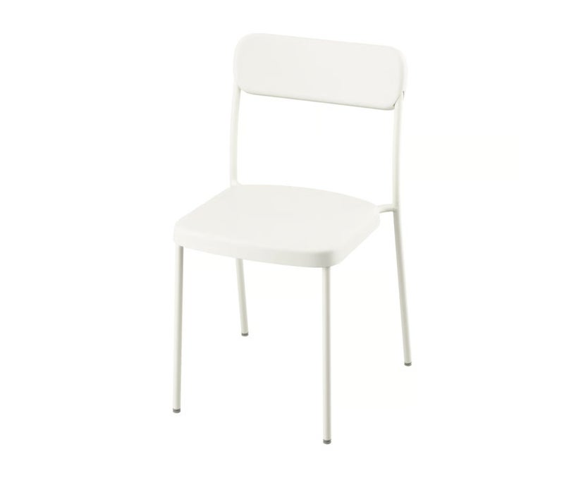 Modern Stackable Dining Chair, White, Lightweight Plastic Seat with Powder-Coated Steel Frame, Indoor Kitchen, Dining Room, Office & Cafe Chair - Image 1
