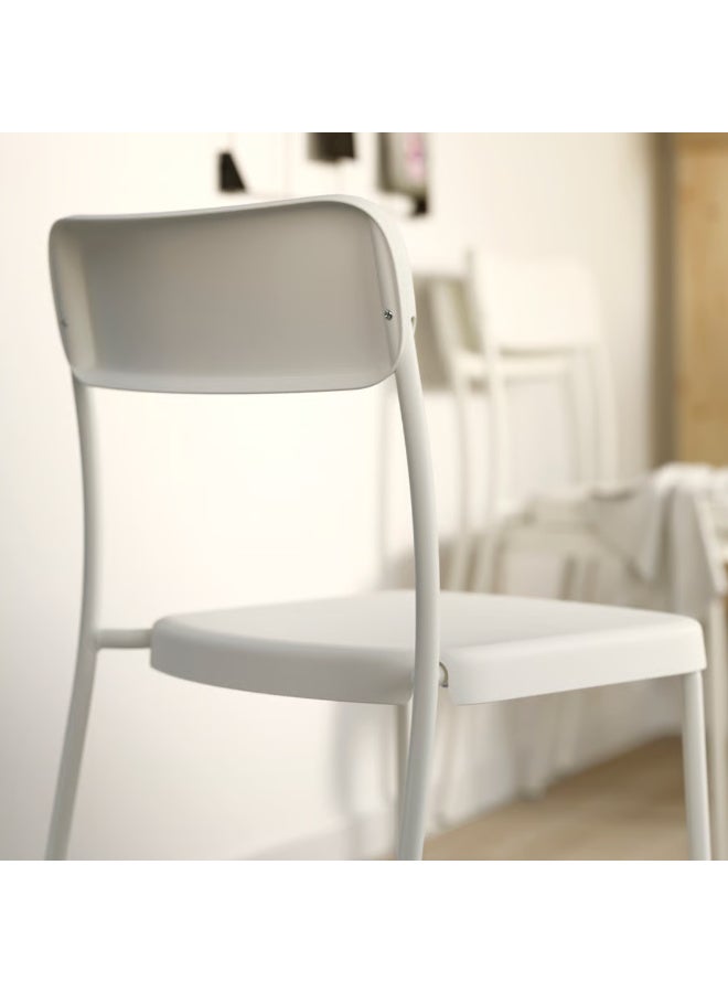 Modern Stackable Dining Chair, White, Lightweight Plastic Seat with Powder-Coated Steel Frame, Indoor Kitchen, Dining Room, Office & Cafe Chair - Image 2