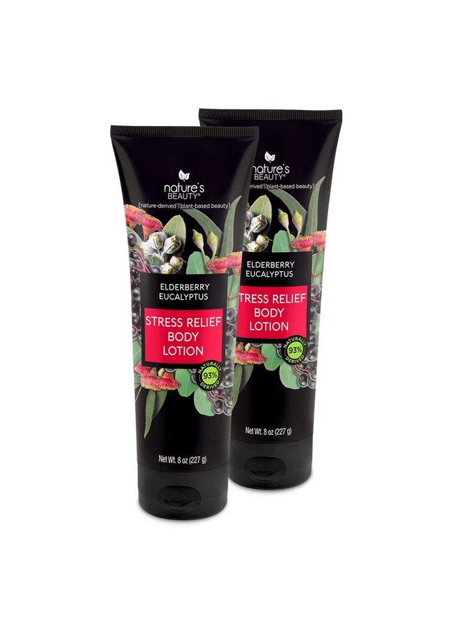 Nature's Beauty Elderberry Eucalyptus Stress Relief Body Lotion Multi-Pack - Lightweight, Non-Greasy Restore Moisturizer, Made W/Shea Butter, Avocado Oil And Sweet Almond Oil, 8 Oz (2 Pack)  - Image 1
