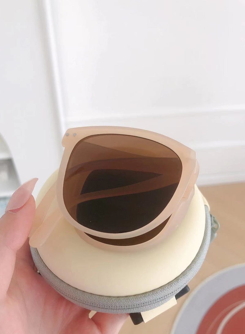 إستيل نظارات شمسية مستقطبة قابلة للطي لركوب الدراجات والقيادة - حماية من الأشعة فوق البنفسجية، نظارات شمسية نسائية خفيفة الوزن (شاي غزل العمة) - Image 3