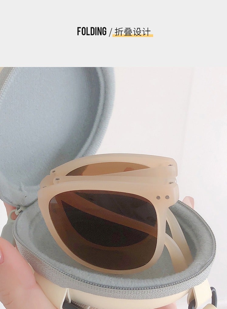 إستيل نظارات شمسية مستقطبة قابلة للطي لركوب الدراجات والقيادة - حماية من الأشعة فوق البنفسجية، نظارات شمسية نسائية خفيفة الوزن (شاي غزل العمة) - Image 4