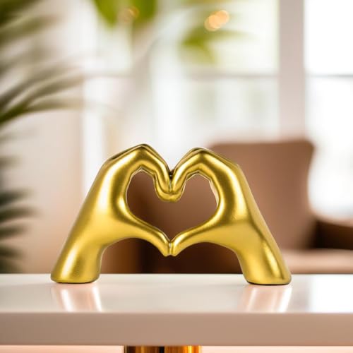 Ekhasa Nostrae Heart Shaped Love Hands Show Pieces for Home Decor Living Room Decorative Items | Cute Showpieces Gift Item for Decor | Modern Center Table Tv Showcase Shelf Office Interior Statue - Image 1
