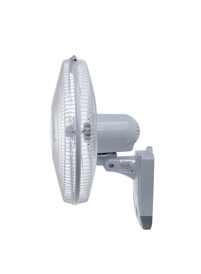 SONASHI 16 Inch Wall Fan With 3 Speeds And Oscillation Function | Circulating Double String Switch With Overheat Protection Feature | Low Noise Design 60 W SF-8029W Grey - Image 4