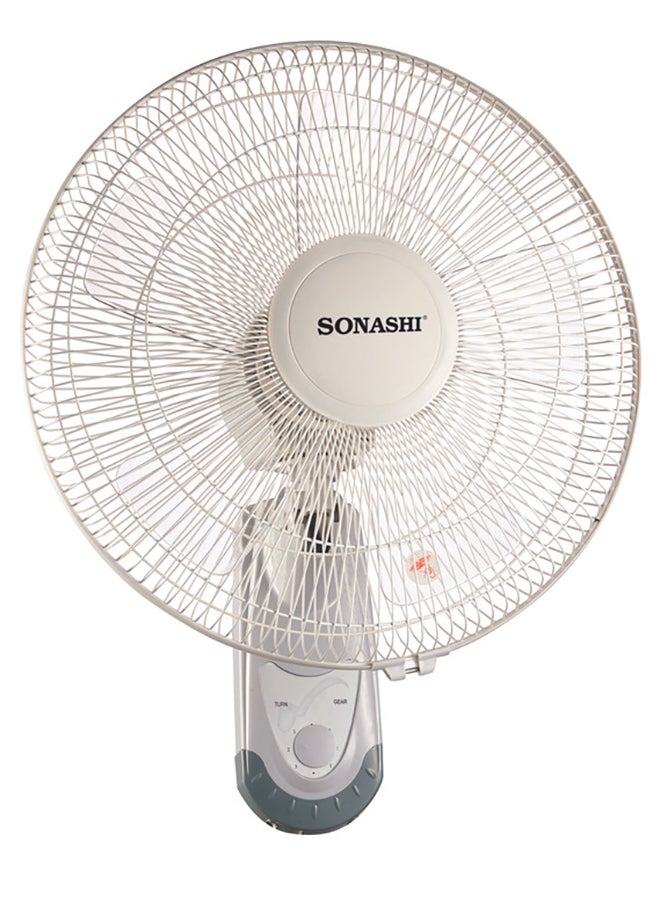 SONASHI 16 Inch Wall Fan With 3 Speeds And Oscillation Function | Circulating Double String Switch With Overheat Protection Feature | Low Noise Design 60 W SF-8029W Grey - Image 1