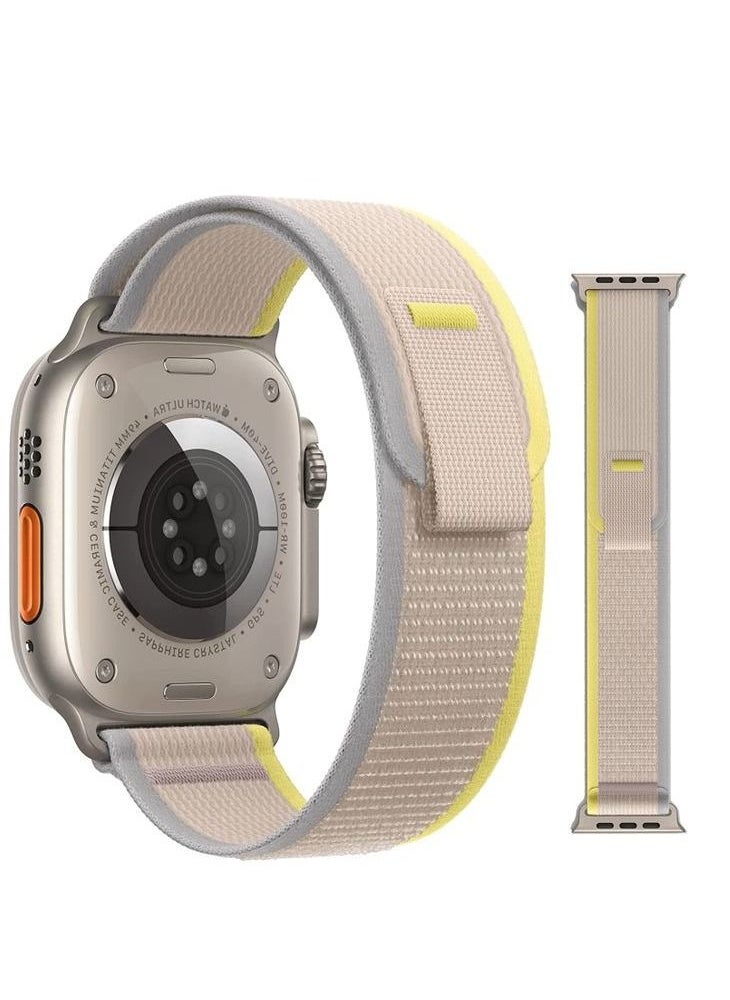 Generic - Trail Loop Band Compatible With Apple Watch 44/42mm, Nylon Sport Replacement Strap Compatible With IWatch Series SE  Gray Yellow - Image 1