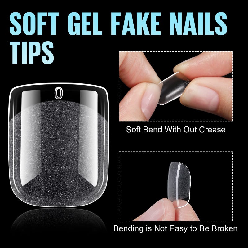 TOMICCA نصائح أظافر مزيفة مربعة قصيرة جدًا من توميكا، نصائح أظافر جيل أكريليك نصف مات، 360 قطعة تغطية كاملة بأحجام مسبقة التشكيل 12 حجم للأشخاص المبتدئين والمحترفين في صالونات الأظافر DIY - Image 3