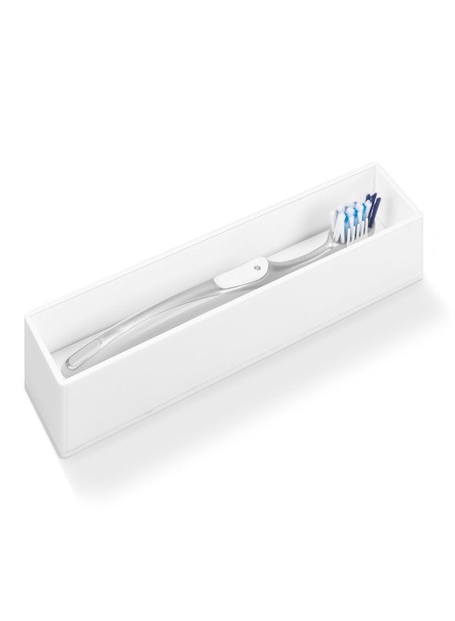 Linkidea Toothbrush Holder with Diatomite Drying Stone, Acrylic Bathroom Drawer Organizer with Draining Hole for Tooth Brush, Compatible with Colgate Extra Clean, Oral-B CrossAction (White) - Image 1