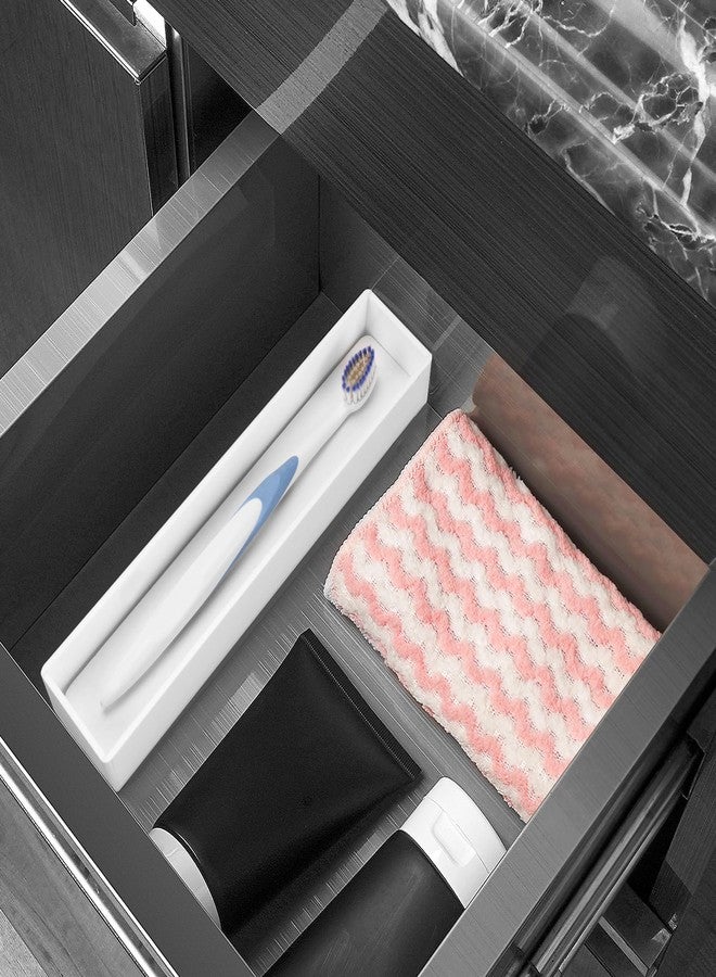 Linkidea Toothbrush Holder with Diatomite Drying Stone, Acrylic Bathroom Drawer Organizer with Draining Hole for Tooth Brush, Compatible with Colgate Extra Clean, Oral-B CrossAction (White) - Image 5