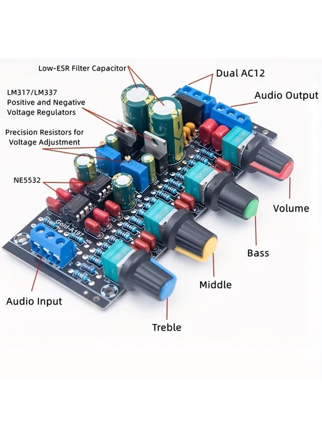 1pc NE5532 Preamp Module Dual Band Precision Adjustable Voltage Regulator High Fidelity - Image 5