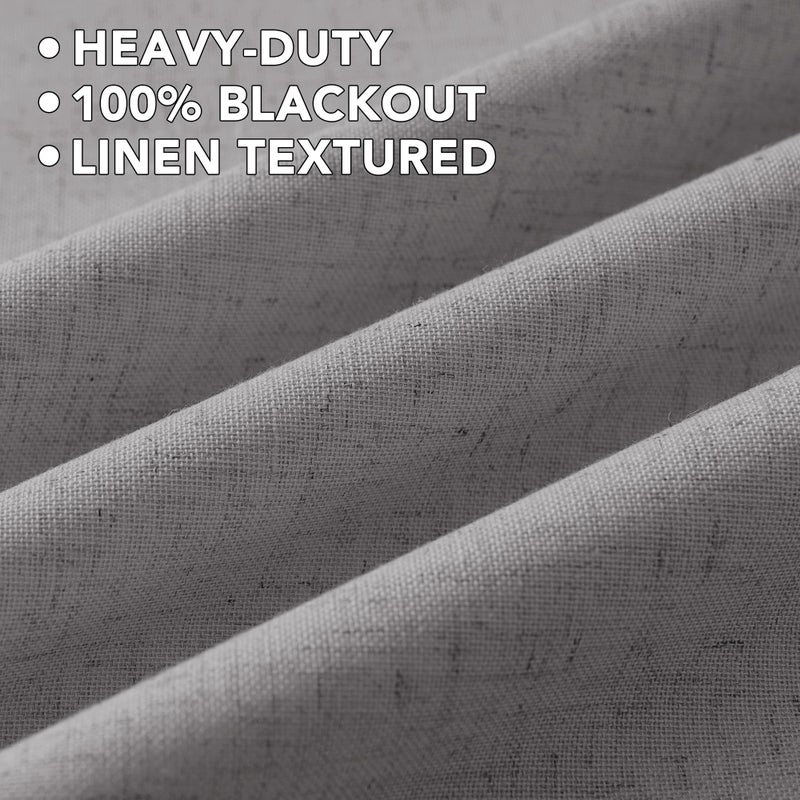 H.VERSAILTEX Linen Curtains 100% Blackout Curtains for Bedroom 63 inch Long Full Light Blocking Nature Linen Blended Window Curtains for Living Room Nickel Grommet (2 Panels  Heathered Dove) - Image 5