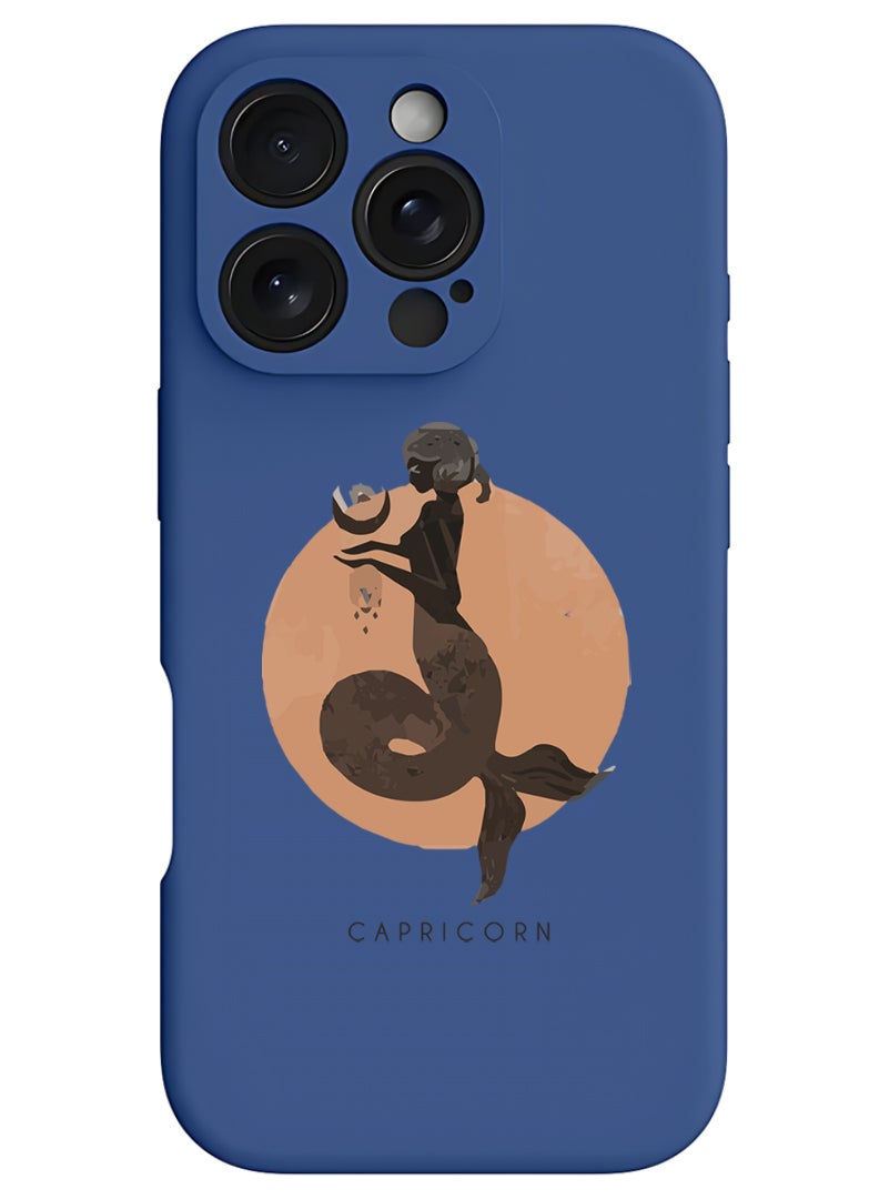 Theodor iPhone 16 Pro Max Blue Protective Slim Fit Case Liquid Silicone Cover with Full Body Protection Anti-Scratch Shockproof Case For iPhone - Capricorn - Image 1