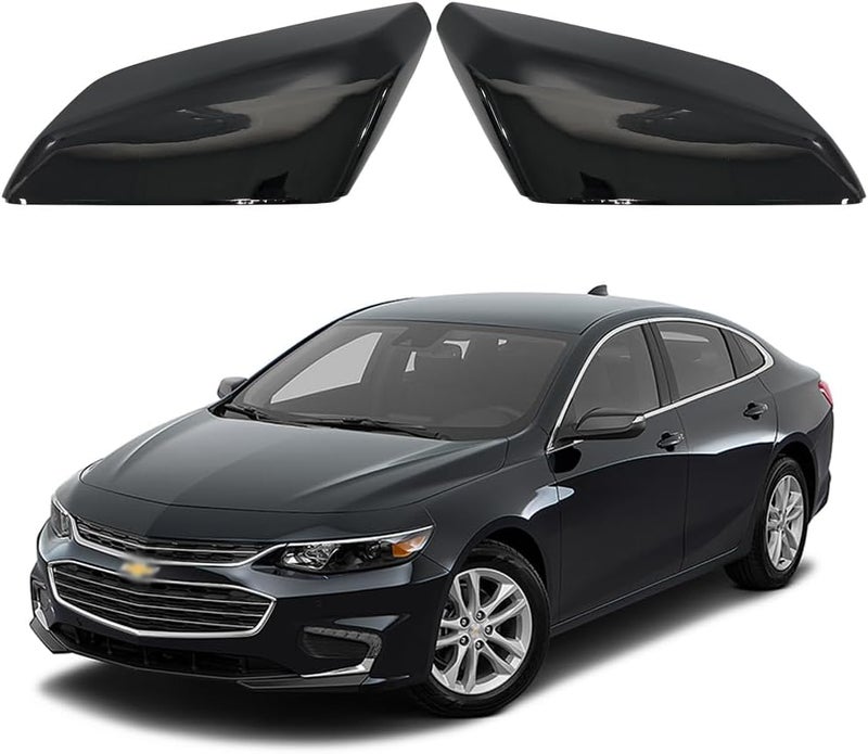 Dimeani fit for Chevrolet Malibu Side Mirror Cover, fit for 2016 2017 2018 2019 2020 2021 2022 2023 2024 2025 Chevy Malibu Passenger Driver Side Glossy Black 84026842 84026841 Varied global sizing picks - Image 1