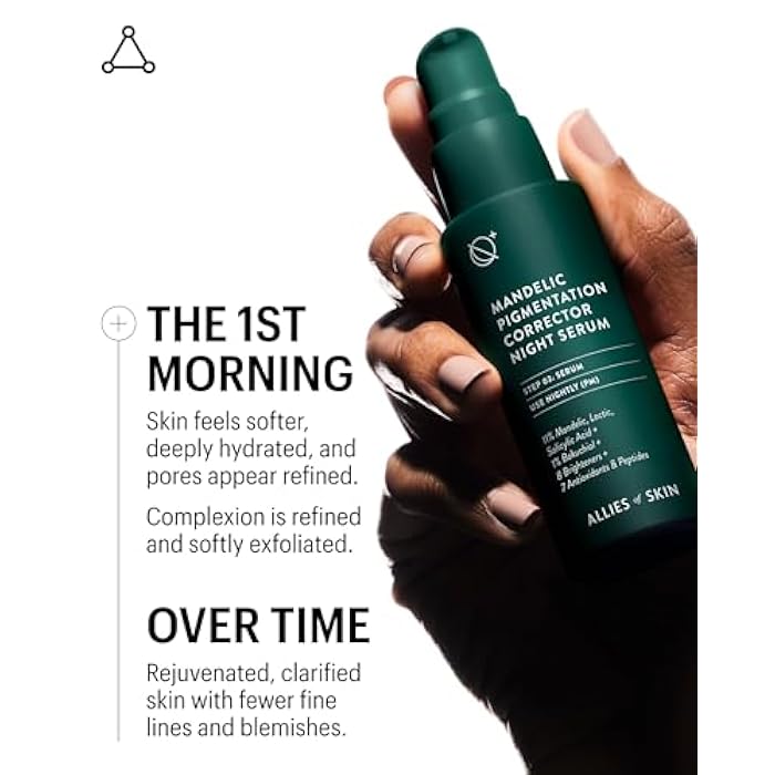 Allies of Skin Mandelic Pigmentation Corrector Night Serum | Gentle Acne Face Serum with Bakuchiol, Niacinamide & Salicylic Acid | Anti-Aging Formula to Reduce Pores and Even Skin Tone (1 oz) - Image 3