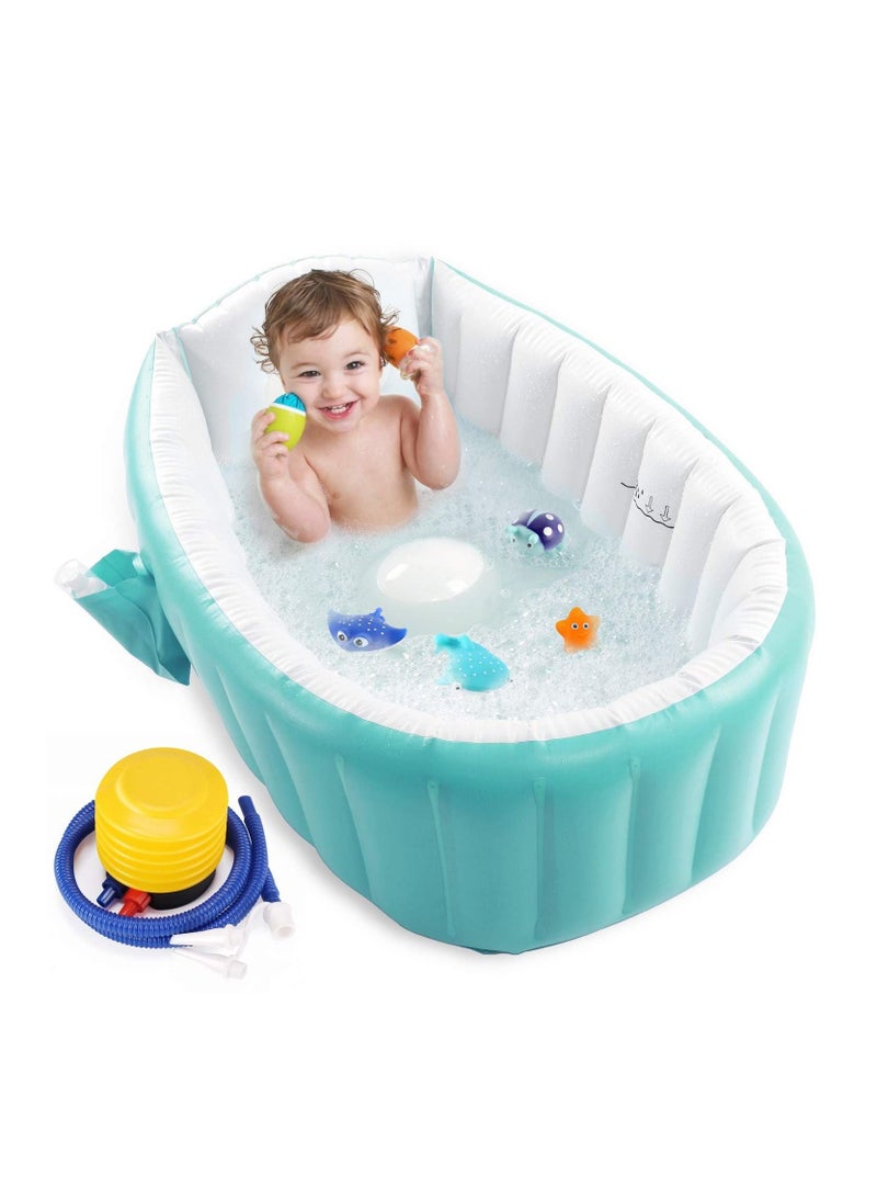 Baby Inflatable Bathtub Portable Infant Toddler Bathing Tub Non Slip Travel Bathtub Mini Air Swimming Pool Kids Thick Foldable Shower Basin - Image 1
