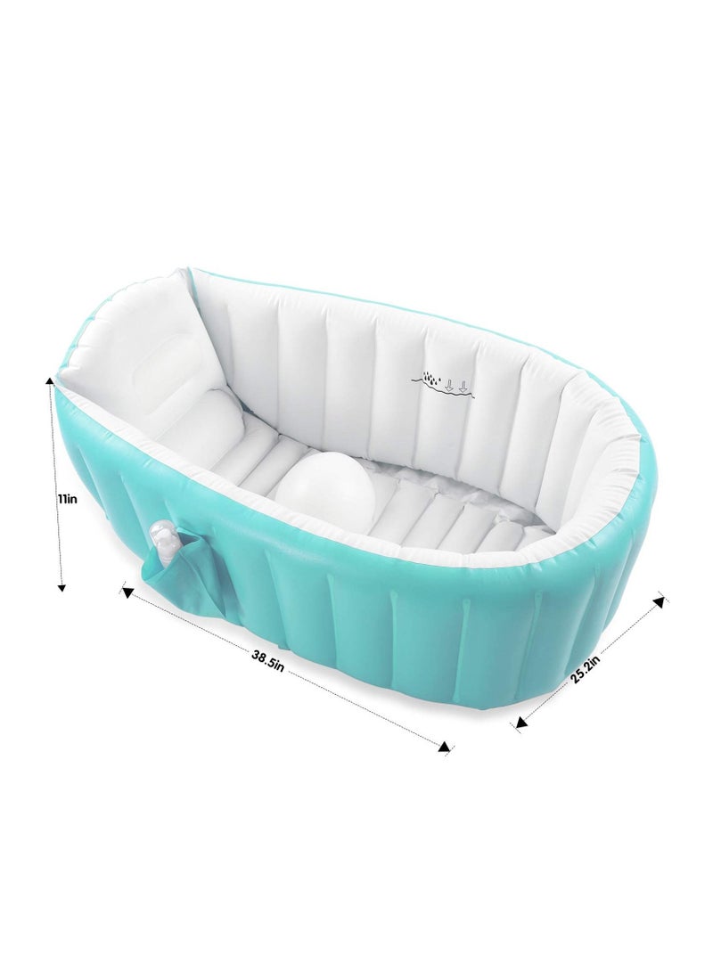 Baby Inflatable Bathtub Portable Infant Toddler Bathing Tub Non Slip Travel Bathtub Mini Air Swimming Pool Kids Thick Foldable Shower Basin - Image 4