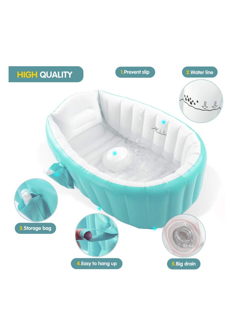 Baby Inflatable Bathtub Portable Infant Toddler Bathing Tub Non Slip Travel Bathtub Mini Air Swimming Pool Kids Thick Foldable Shower Basin - Image 2