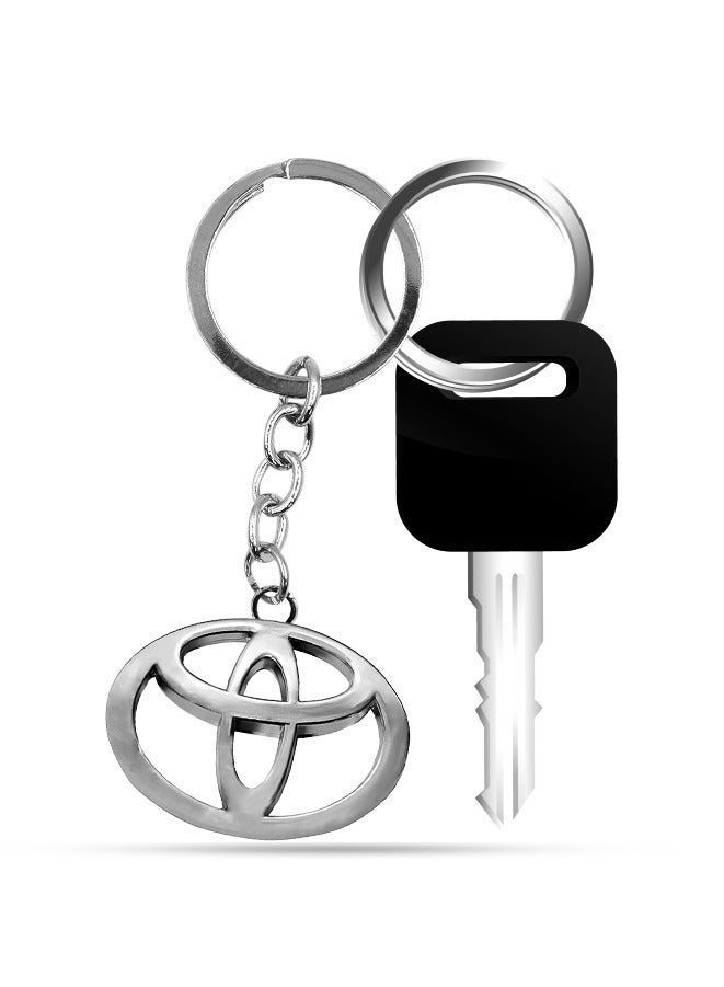 Toyota Logo Keychain – Premium Metal Car Key Ring with Chain, Durable Chrome Finish, Stylish Auto Key Holder Accessory - Image 2