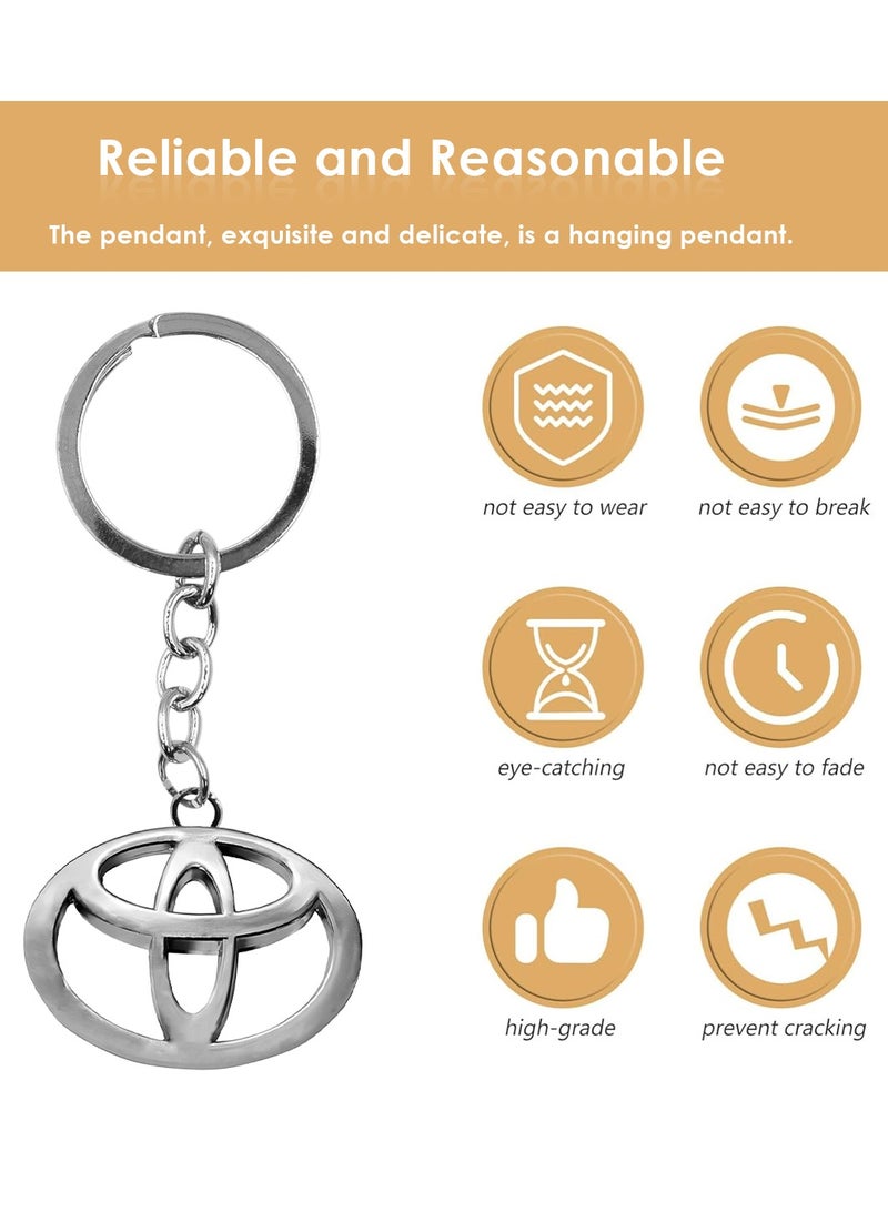 Toyota Logo Keychain – Premium Metal Car Key Ring with Chain, Durable Chrome Finish, Stylish Auto Key Holder Accessory - Image 3