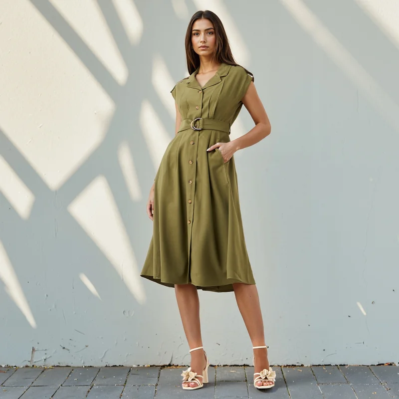 ايكونيك Iconic Utility Shirt Dress with Belt