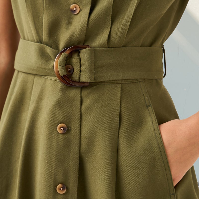 ايكونيك فستان قميص عملي أيقوني بحزام - Image 4