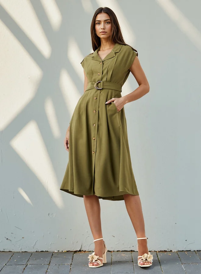 Iconic Iconic Utility Shirt Dress with Belt