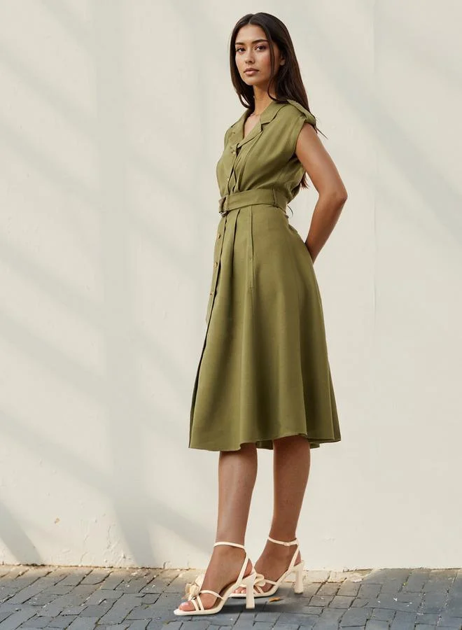 Iconic Iconic Utility Shirt Dress with Belt