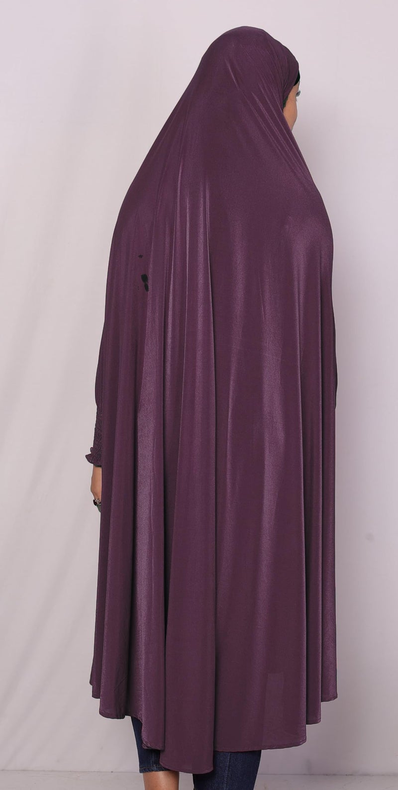 ICW Women Stretchable Jersey Smoking Sleeve Jilbab Cum Prayer khimar Hijab (Free Size) 60 Inch (Wine) - Image 2