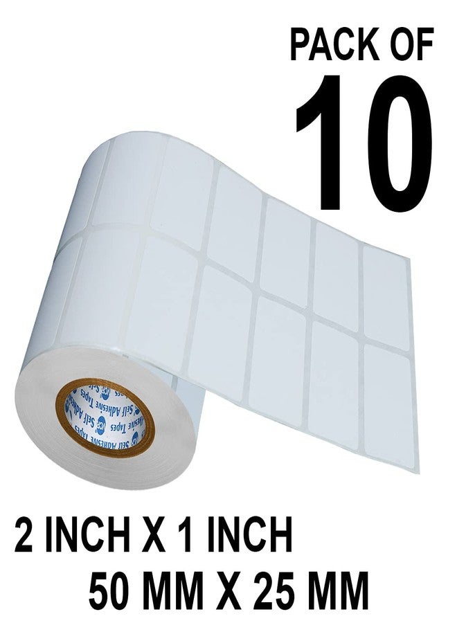VCR 2 x 1 Direct Thermal Barcode Label Sticker - 2 x 1 inches - 50mm x 25mm - 2 Ups - 2000 Labels Per Roll - Pack of 10 Rolls -White Self Adhesive Sticker for Printing Barcoding Labels 1 inch core - Image 2