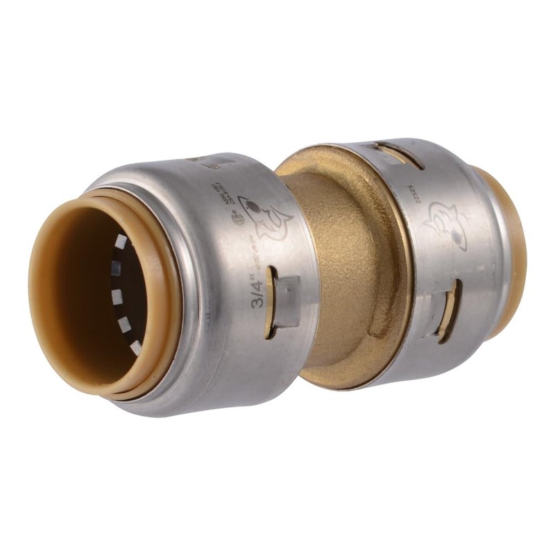 SharkBite Max 3/4 Inch Coupling, Push to Connect Brass Plumbing Fitting, PEX Pipe, Copper, CPVC, PE-RT, HDPE, UR016A - Image 1