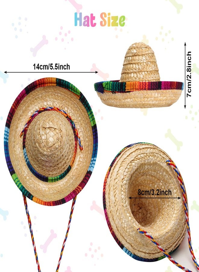 Fumwase Multicolor Sombrero Hats Straw Mexican Small Pets Costume Dog Bandana Costume for Mexican Halloween Christmas - Image 3