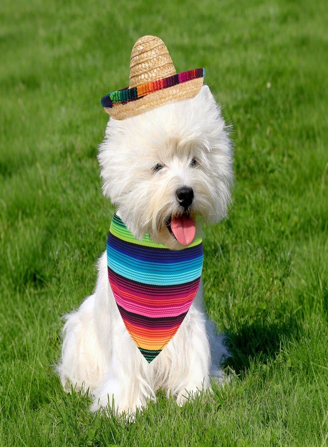 Fumwase Multicolor Sombrero Hats Straw Mexican Small Pets Costume Dog Bandana Costume for Mexican Halloween Christmas - Image 5