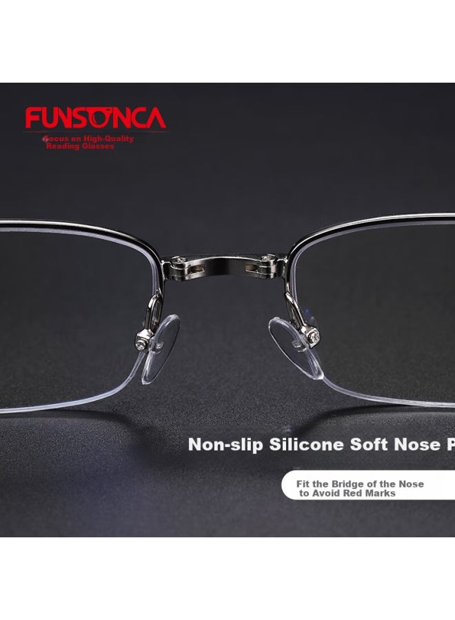 Funsonca Metal Folding Portable High Definition Blue Light Blocking Reading Gl For Men And Women Imported Material Comfortable 6104 +3.00 Strength