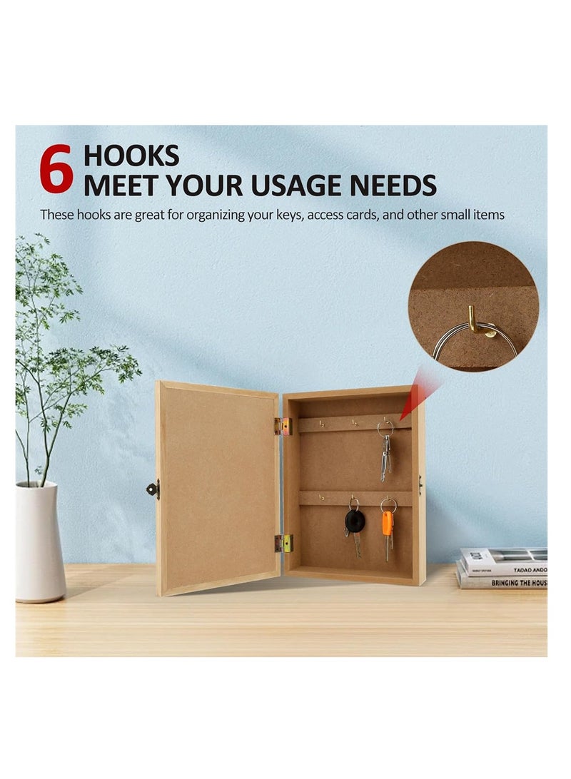 SYOSI Wood Key Holder Mount, Decorative Wall box with 6 Key Hooks, Rustic Farmhouse Key Rack, Key Box Cabinet for Entryway, Doorway, Hallway, Office, Home Decor, Suitable Gift - Image 2