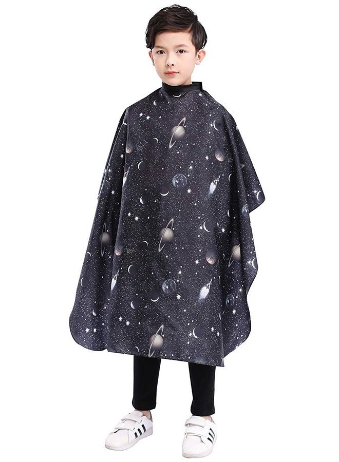 Perfehair Kids Haircut Barber Cape Cover for Hair Cutting,Styling and Shampoo, for Boys - Black Space Printing - Image 1