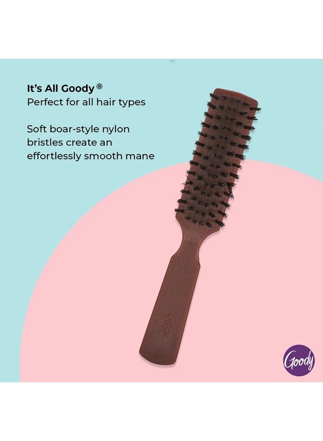 Goody فرشاة شعر جودي الأساسية - خشبية بلاستيكية وشعيرات خنزير صناعية تترك الشعر لامعًا وناعمًا لجميع أنواع الشعر - للشعر الرطب والجاف - ملحقات شعر للنساء والرجال والأولاد والبنات - Image 3
