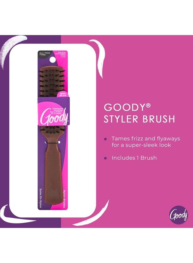 Goody فرشاة شعر جودي الأساسية - خشبية بلاستيكية وشعيرات خنزير صناعية تترك الشعر لامعًا وناعمًا لجميع أنواع الشعر - للشعر الرطب والجاف - ملحقات شعر للنساء والرجال والأولاد والبنات - Image 2