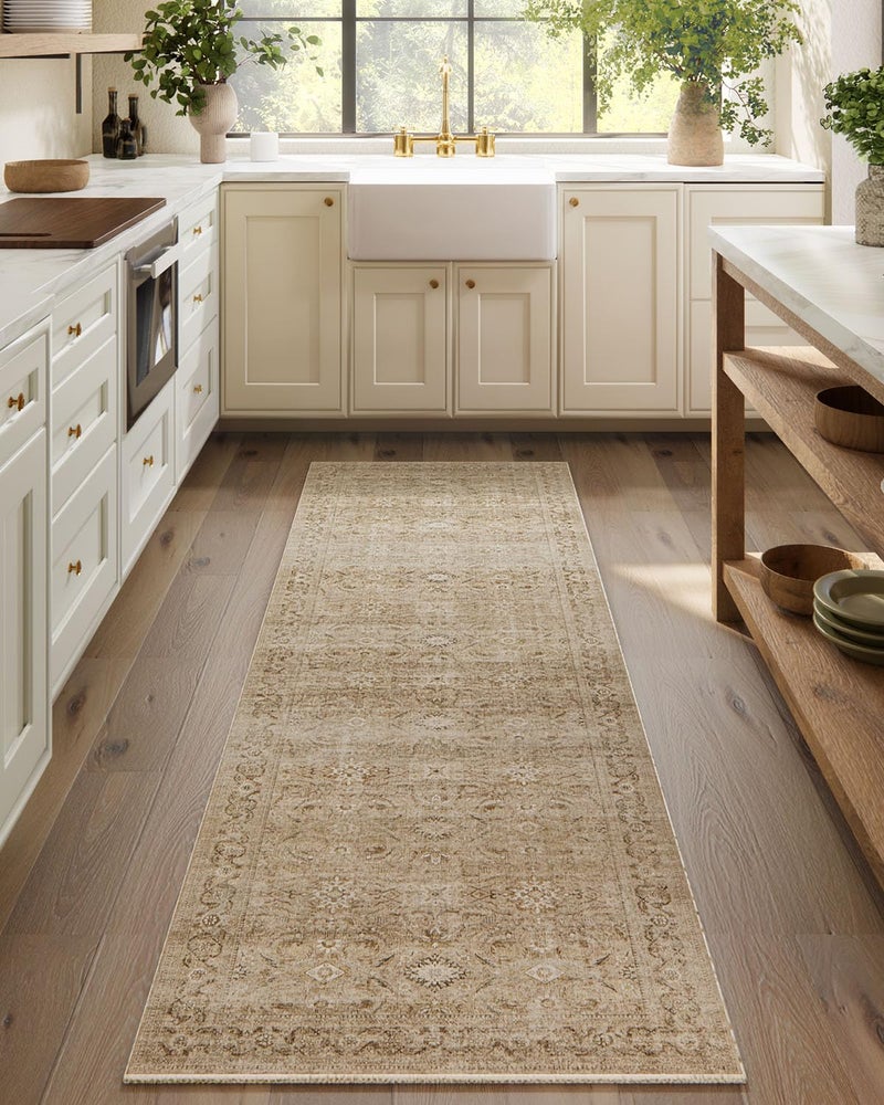 palohom Machine Washable Runner Rugs for Entryway: 2'6"x8' Kitchen Runner Rug with Rubber Backing Non Slip Low Pile Soft Faux Wool Boho Carpet Runners for Hallways Bedroom Living Room Farmhouse Indoor - Image 1