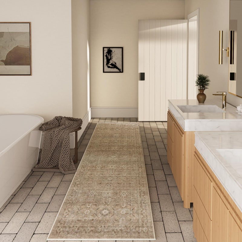 palohom Machine Washable Runner Rugs for Entryway: 2'6"x8' Kitchen Runner Rug with Rubber Backing Non Slip Low Pile Soft Faux Wool Boho Carpet Runners for Hallways Bedroom Living Room Farmhouse Indoor - Image 5