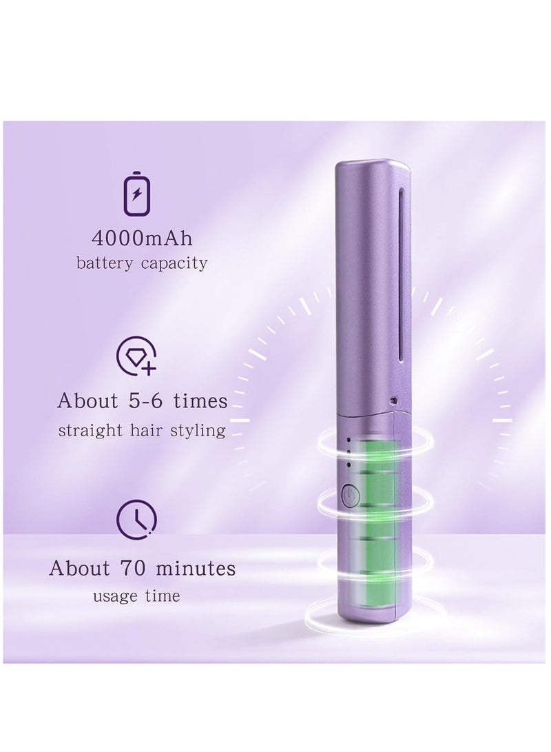 Rechargeable Mini Hair Straightener – Portable Cordless Electric Hot Comb Brush with Negative Ion Technology (Purple) - Image 3