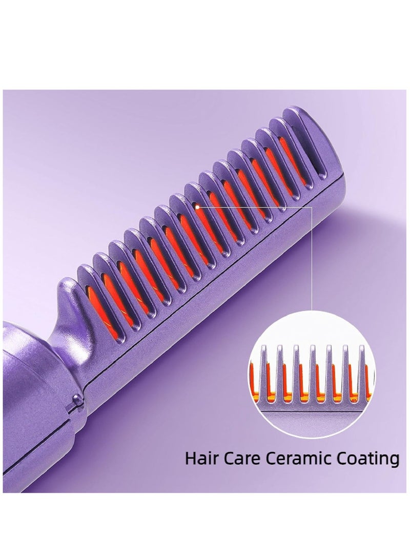 Rechargeable Mini Hair Straightener – Portable Cordless Electric Hot Comb Brush with Negative Ion Technology (Purple) - Image 5