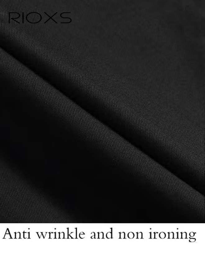 ريوكس 4 قطع بدلة بليزر رجالية، سترة بليزر فضفاضة بأزرارين، بنطلون بليزر طويل مستقيم، قميص أبيض بأكمام طويلة وياقة وربطة عنق سوداء، بدلة رجالية لحفلات التخرج أو حفلات العمل أو للارتداء اليومي - Image 5