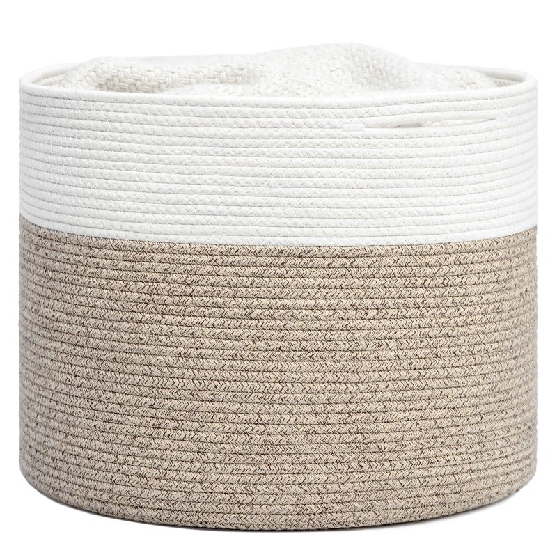 Goodpick Woven Rope Basket 158 x 138 inches Toy Storage for Organizing Blanket Basket Living Room Toy Bin for Playroom Light Brown