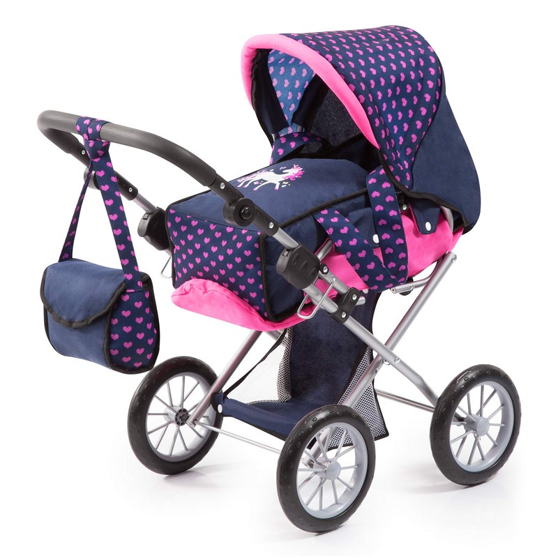Bayer Design Baby Doll City Star Pram in Polka Dots, Blue/Pink - Image 1