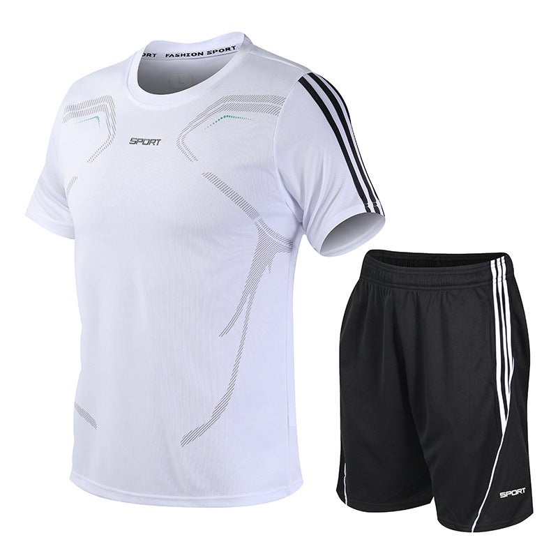 Set Men'S Sports Suit Fitness Short Sleeve T-Shirt Shorts Lightweight Quick Dry Breathable Casual Short T Sportswear Sports - Image 4