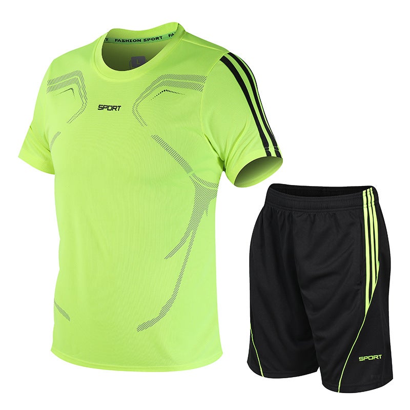 Set Men'S Sports Suit Fitness Short Sleeve T-Shirt Shorts Lightweight Quick Dry Breathable Casual Short T Sportswear Sports - Image 2