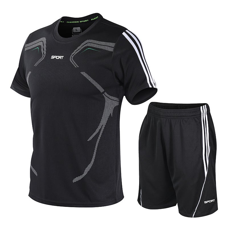 Set Men'S Sports Suit Fitness Short Sleeve T-Shirt Shorts Lightweight Quick Dry Breathable Casual Short T Sportswear Sports - Image 5